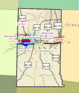 Map of Alamance County