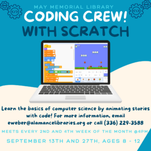 coding crew program 2nd & 4th Week of the month at May Memorial