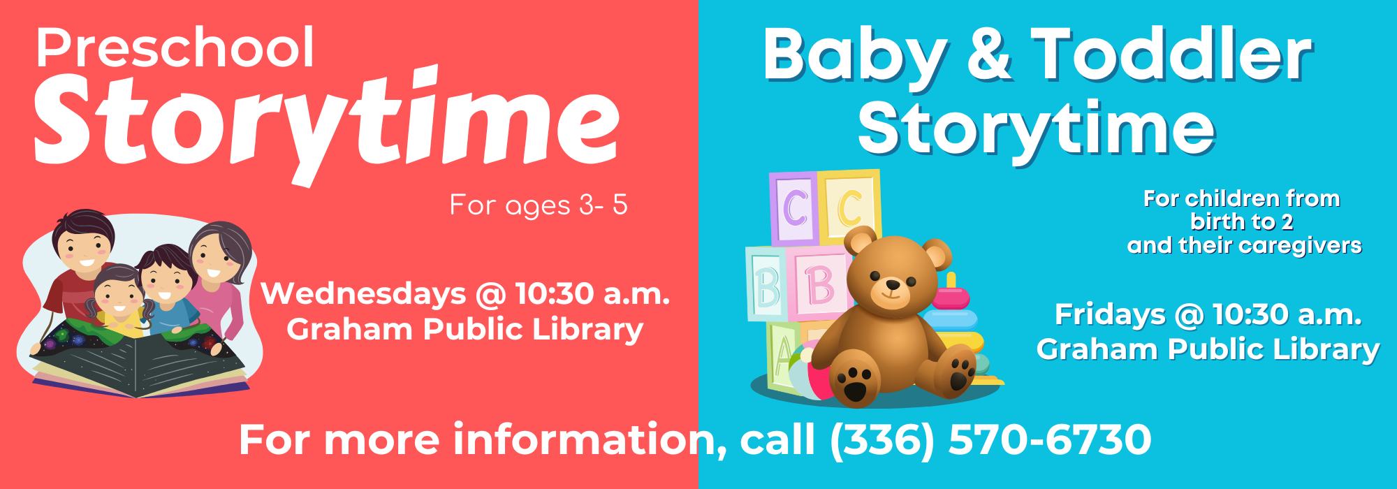 Preschool Storytime - Wednesdays at 1030 am & Baby-Toddler Storytime Fridays at 1030 am