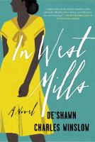 Cover of In West Mills. Black woman in yellow dress, old fashioned, looking off to the side. Cover is turquoise.