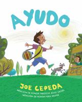 Cover of Ayudo. Boy in center of cover, skipping on green grass, with a canteen slung over his body.