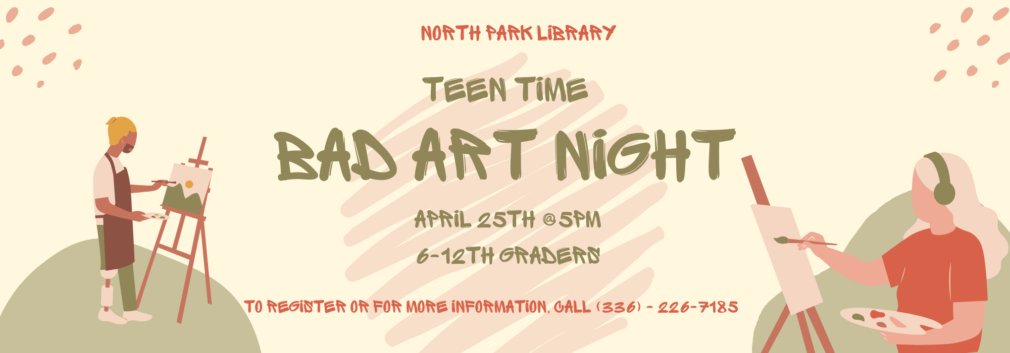4.25 at 5 pm - Bad Art Night for Teens at North Park