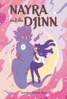 Cover of Nayra and the Djinn. Woman woman sitting on a crescent moon, with a djinn sitting beside her. They're smiling at each other.