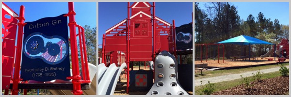 photo collage of new playground at Eli Whitney