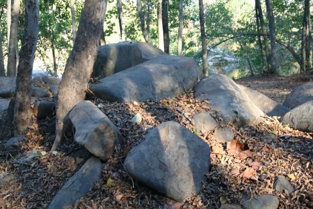A pile of boulders at Sweponsville River Park