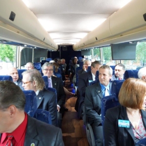 NCACC Board of Directors and staff members shuttling between buildings