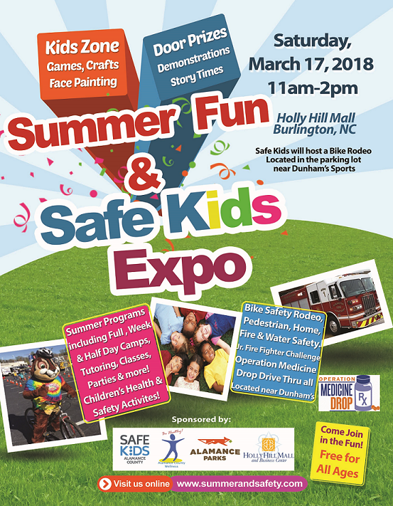 Summer Fun and Safe Kids Expo March 17, 2018 at Holly Hill Mall