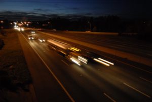 View of Interstate 85/40 at night with traffic